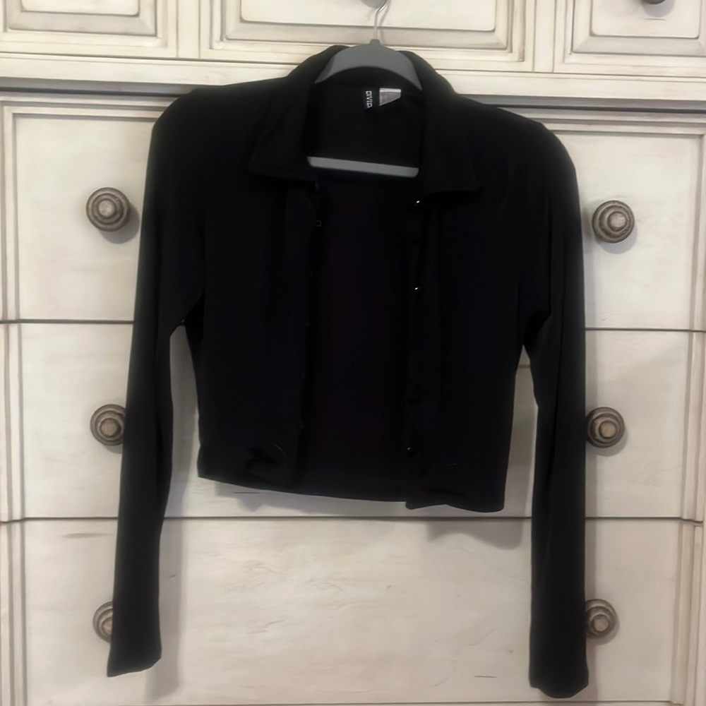 HM Divided Womens Black Long Sleeve Cropped Cardigan Small‎